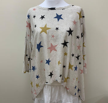 High Low 100% Linen Star Tunic - Robin Boutique-Boutique 