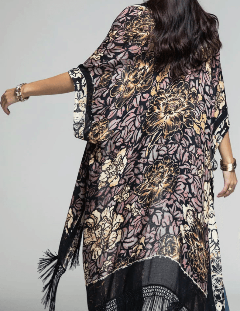 Delphi Floral Kimono with Silky Tassel - Robin Boutique-Boutique 