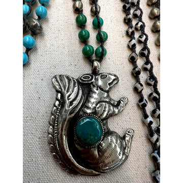 Handmade Silver Turquiose Squirrel Necklace - Robin Boutique-Boutique 