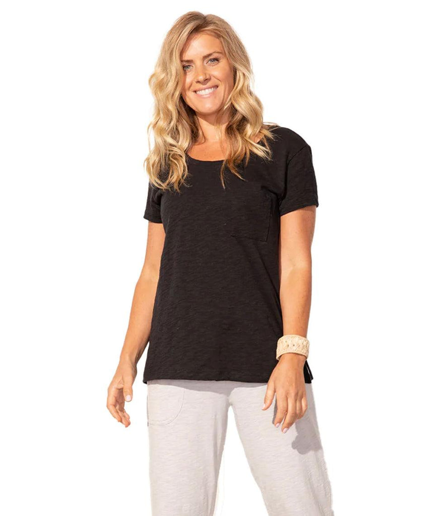 Cotton Slub Scoop Neck Pocket Tee - Robin Boutique-Boutique 