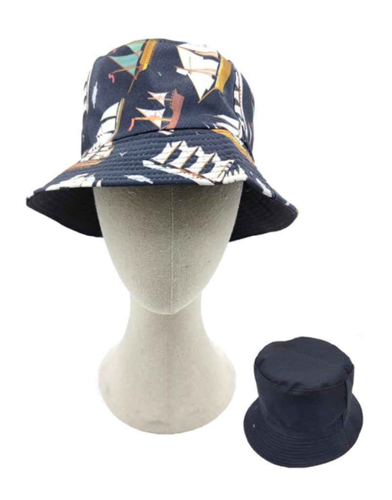 Ship Illustration Reversible Bucket Hat BH-052 - Robin Boutique-Boutique 