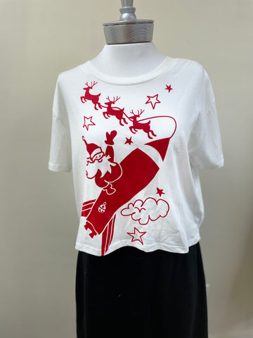 Santa Rocket Crop Tee - Robin Boutique-Boutique 