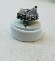 Carved Wolf Head Adjustable Ornate Ring - Robin Boutique-Boutique 