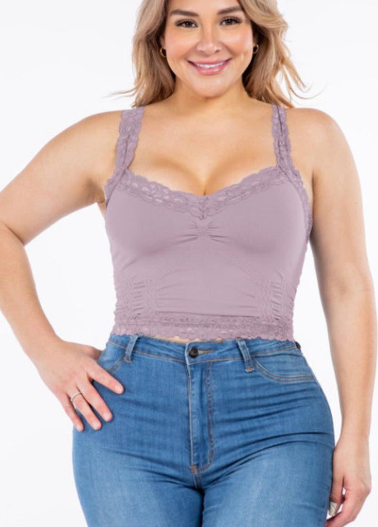 M.Rena Seamless Bralette Cami Corset with Lace Trims - Robin Boutique-Boutique 