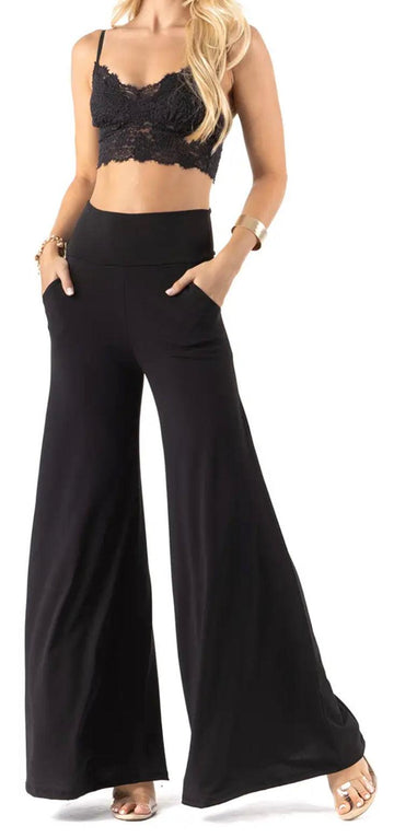 High Waist Plus Size Palazzo Pants - Robin Boutique-Boutique 