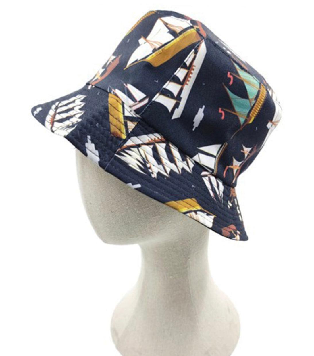 Ship Illustration Reversible Bucket Hat BH-052 - Robin Boutique-Boutique 