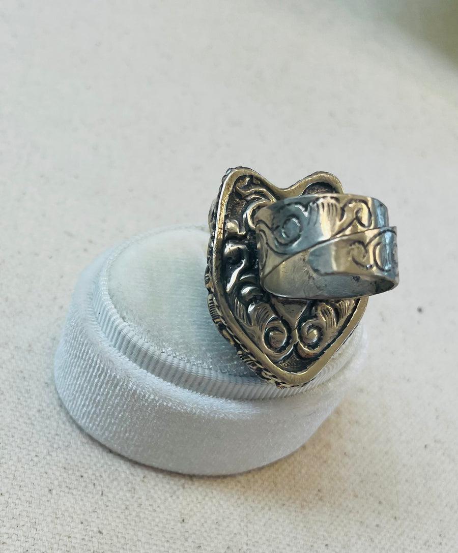 Carved Wolf Head Adjustable Ornate Ring - Robin Boutique-Boutique 