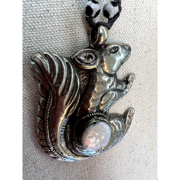 Handmade Silver Mother of Pearl Squirrel Necklace - Robin Boutique-Boutique 