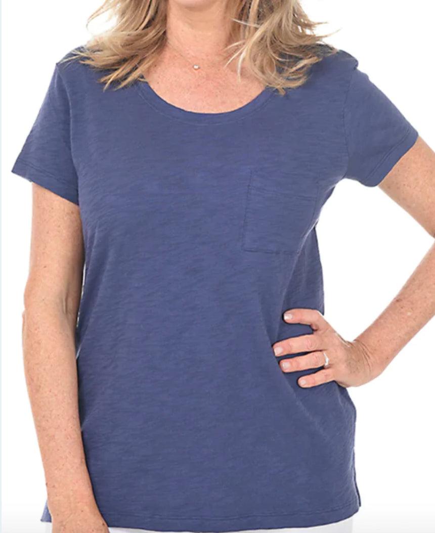 Cotton Slub Scoop Neck Pocket Tee - Robin Boutique-Boutique 