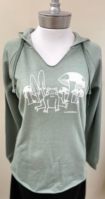 Toadstools on Notch Neck Hoodie Sweatshirt - Robin Boutique-Boutique 