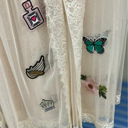 Natural Mesh Skirt with Butterfly Appliques - Robin Boutique-Boutique 