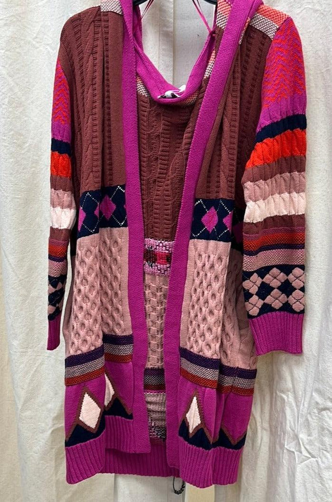 Fate fairisle open hooded cardigan 6993 - Robin Boutique-Boutique 