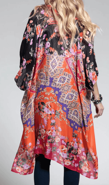 Gorgeous rich colored rose garden kimono - Robin Boutique-Boutique 