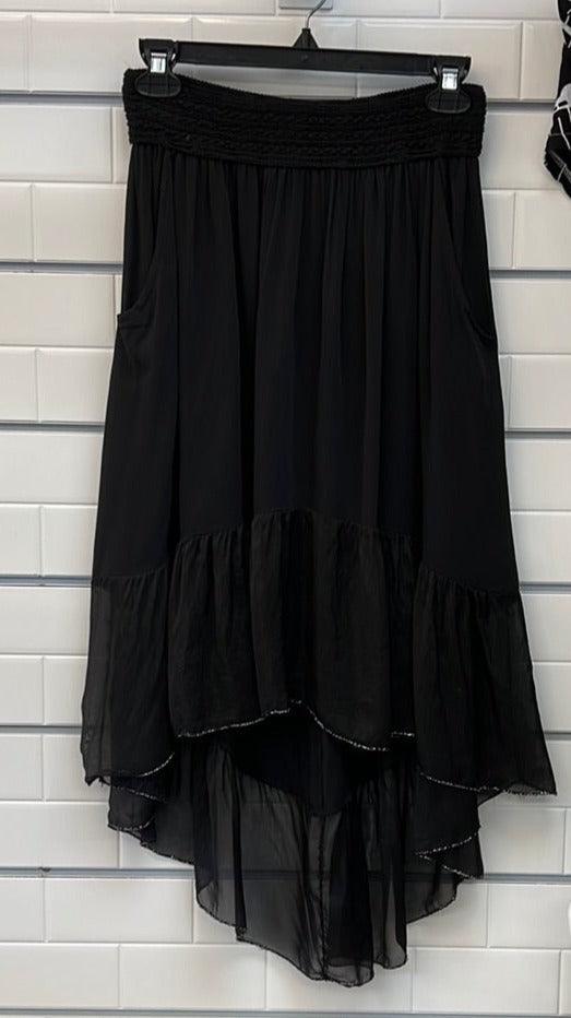 made in Italy black silk skirt