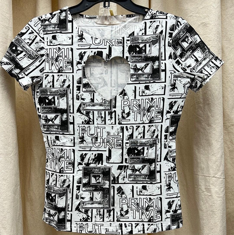 Lizette Blouse LC3568 Newsprint Black White - Robin Boutique-Boutique 