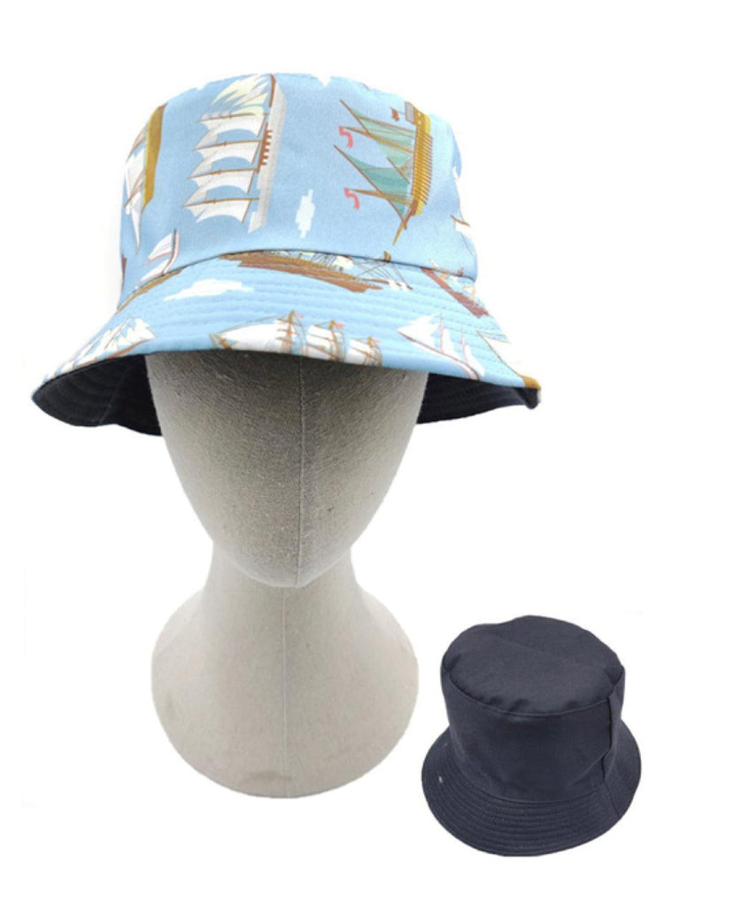 Ship Illustration Reversible Bucket Hat BH-052 - Robin Boutique-Boutique 