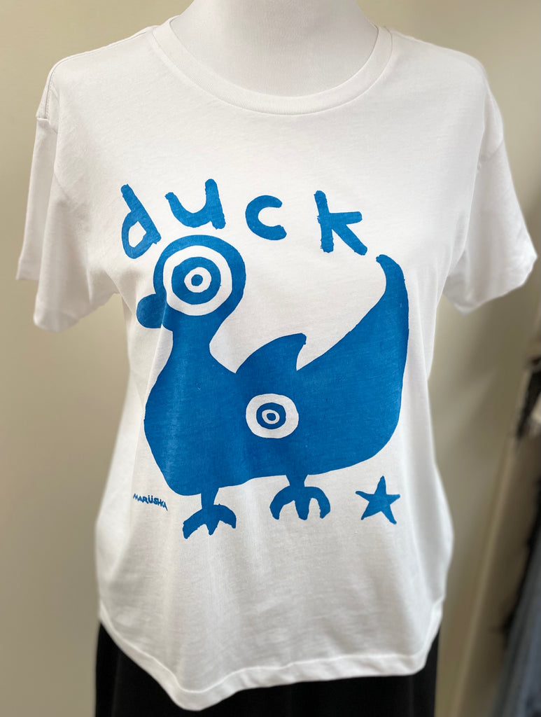 Folk Duck High-Lo Relaxed Crew Neck Tee - Robin Boutique-Boutique 