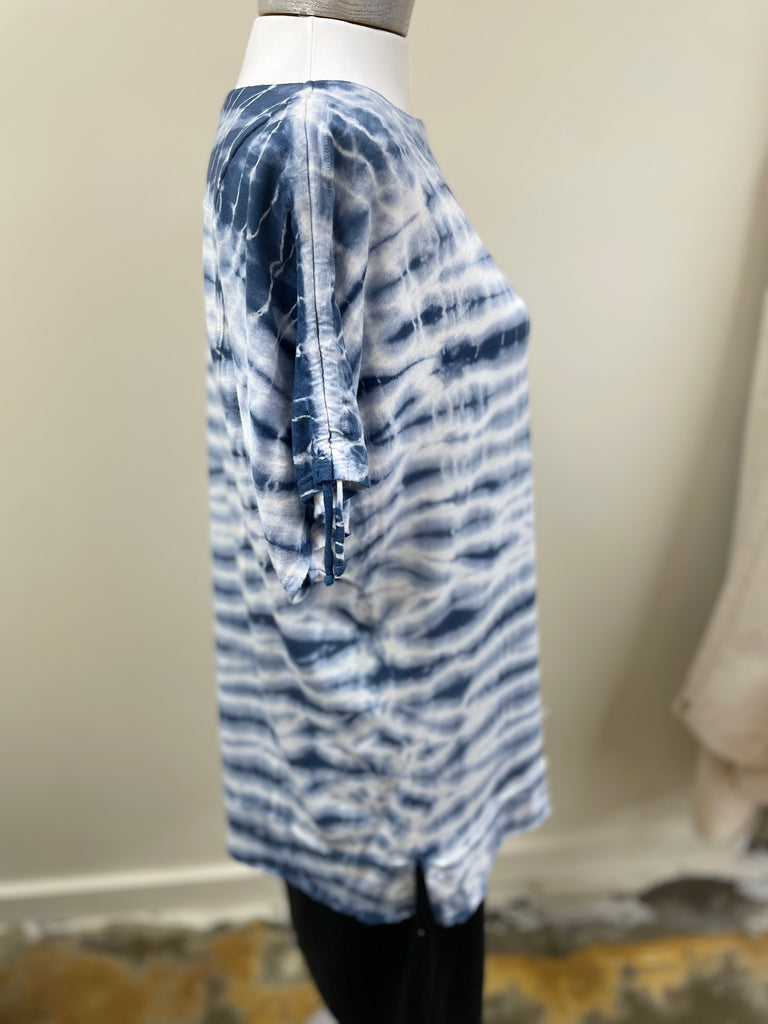 M.Rena Tye Dye Slub Knit Boat Neck Tunic with One Shoulder Drawstring Detail - Robin Boutique-Boutique 