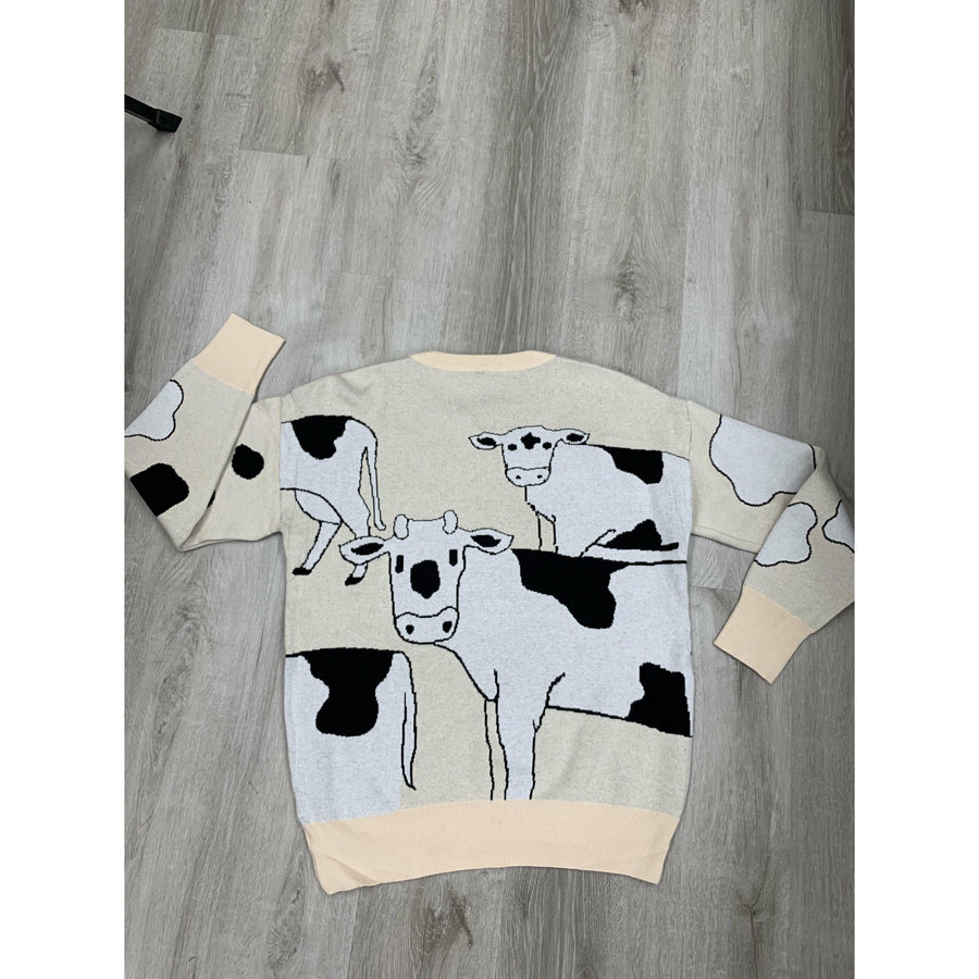 Super Soft Mooo Cow Sweater - Robin Boutique-Boutique 